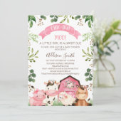 Invitation Ferme rose Floral Baby shower Grange (Debout devant)