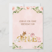 Invitation Ferme rose Floral Girls 1er Anniversaire Invitatio (Dos)