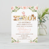 Invitation Ferme rose Floral Girls 2e anniversaire  (Debout devant)