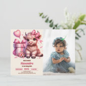 Invitation Ferme rose Saint-Vache Highland 1er anniversaire P (Debout devant)