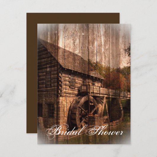 Invitation ferme rustique ancienne grange campagne moulin mar (Devant / Derrière)