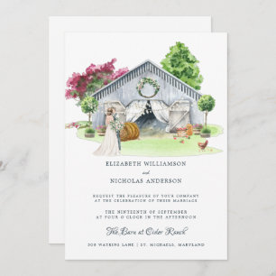 Invitation Ferme rustique   Élégant Mariage de grange