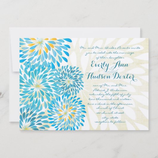 Invitation Ferme Rustique Floral Chrysanthemum Mariage (Devant)