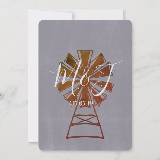 Invitation Ferme Rustique Mariage Windmill Pierre (Dos)