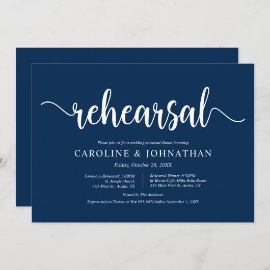 Invitation Ferme rustique moderne, répétition Mariage et dîne (Devant / Derrière)