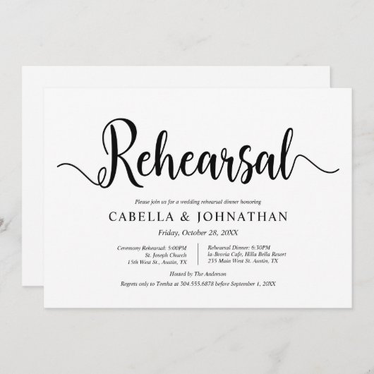 Invitation Ferme rustique moderne, répétition Mariage et dîne (Devant / Derrière)