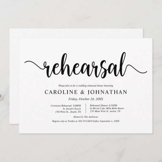 Invitation Ferme rustique moderne, répétition Mariage et dîne (Devant / Derrière)