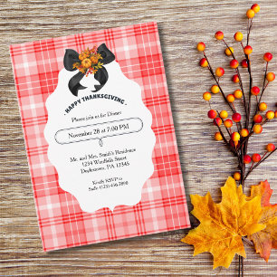 Invitation Ferme Rustique Plaid de fête de Thanksgiving d'aut