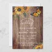 Invitation Ferme Rustique Tournesol Bois Vintage (Devant)