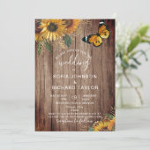 Invitation Ferme Rustique Tournesol Bois Vintage (Debout devant)
