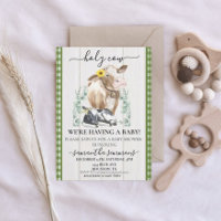 Ferme Sainte Vache Veau Baby Shower Gingham Vert
