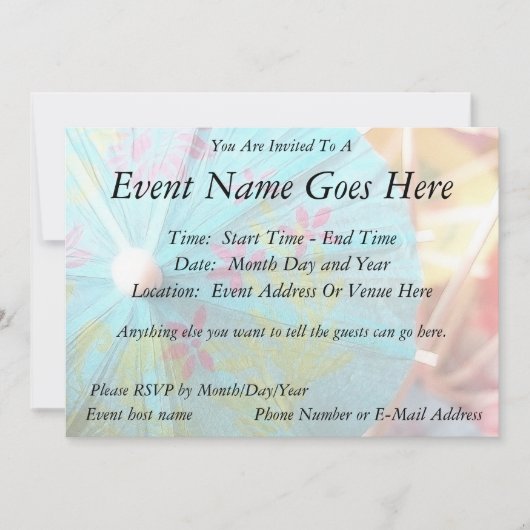 Invitation Fermer - Parasol papier (Devant)