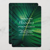 Invitation Fermeture de la jambe verte Palm Frond Photo Anniv (Devant / Derrière)