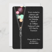 Invitation Fermeture éclair avec lumières de fête d'anniversa (Devant)