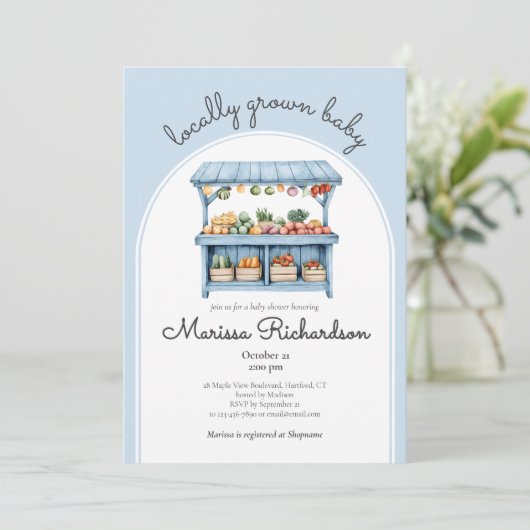 Invitation Fermiers Marché bébé garçon douche (Debout devant)