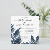 Invitation Fern Botanique Fête de l'mariée Cornflower Sky Blu (Debout devant)