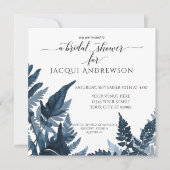 Invitation Fern Botanique Fête de l'mariée Cornflower Sky Blu (Devant)