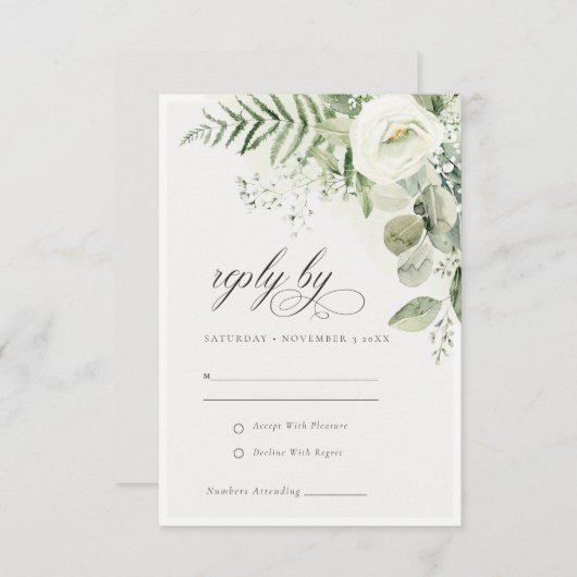Invitation Fern Eucalyptus Verdure Foliage Mariage RSVP (Devant / Derrière)