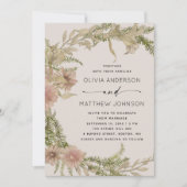 Invitation Fern & Floral Mariage | Boho Soft Warm Taupe + QR (Devant)