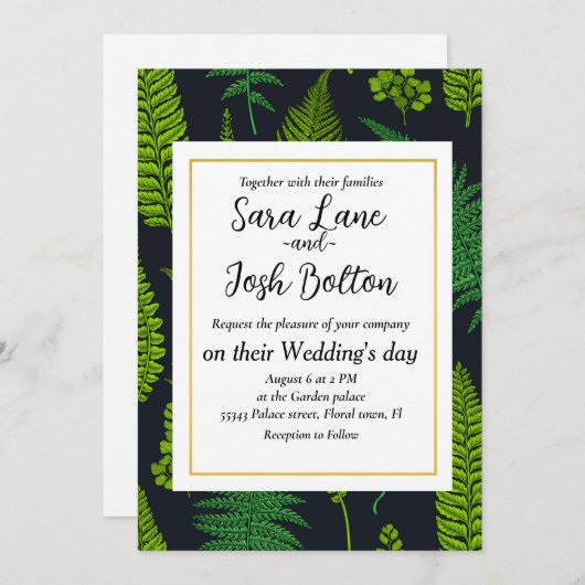 Invitation Ferns (Devant / Derrière)