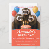 Invitation Ferrets fête d'anniversaire (Devant / Derrière)