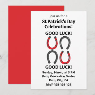 Invitation Fers à cheval Bonne Chance St Patrick's Day Fers à