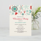 Invitation Festif Amusement Red Green Christmas Party Invitat (Debout devant)