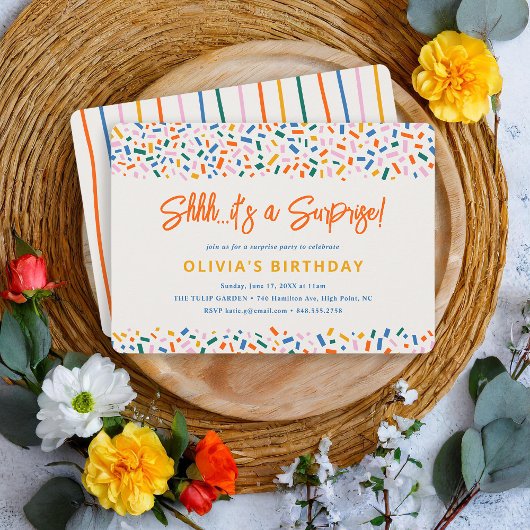 Invitation Festif Amusement Surprise fête d'anniversaire