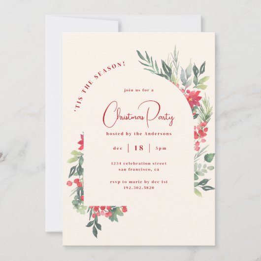 Invitation Festif Aquarelle Folithe Arc Noël (Devant)