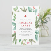 Invitation Festif Aquarelle hiver Foliage Fête (Debout devant)