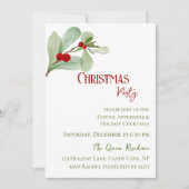 Invitation Festif Aquarelle Verdure Berry Noël fête (Devant)