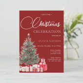 Invitation Festif Arbre Famille ou fête de Noël d'entreprise (Debout devant)