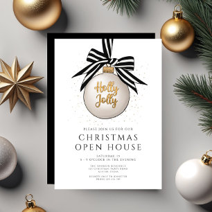 Invitation Festif Black and White Christmas Open House
