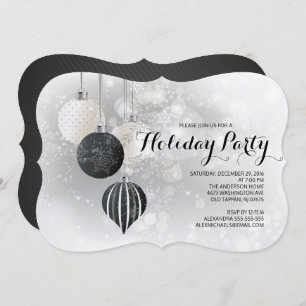 Invitation Festif Black & White Holiday Party