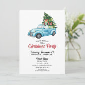 Invitation Festif Blue Truck fête de Noël Décontractée (Debout devant)