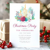 Invitation Festif Bougies d'aquarelle violet fête de Noël