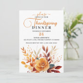 Invitation Festif Bouquet Floral Thanksgiving Dîner (Debout devant)