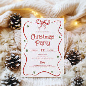 Invitation Festif Doodle Bow Frame de Noël