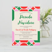 Invitation Festif espagnol Retro Posada Navideña Noël (Debout devant)