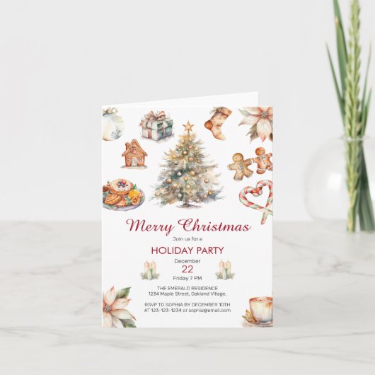 Invitation Festif Fête de Noël (Devant)