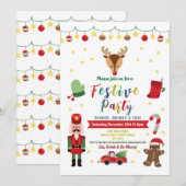 Invitation Festif Fête Noël Famille Dîner Amusant (Devant / Derrière)