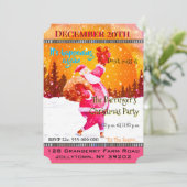 Invitation Festif Fête Pink Santa Claus Noël (Debout devant)