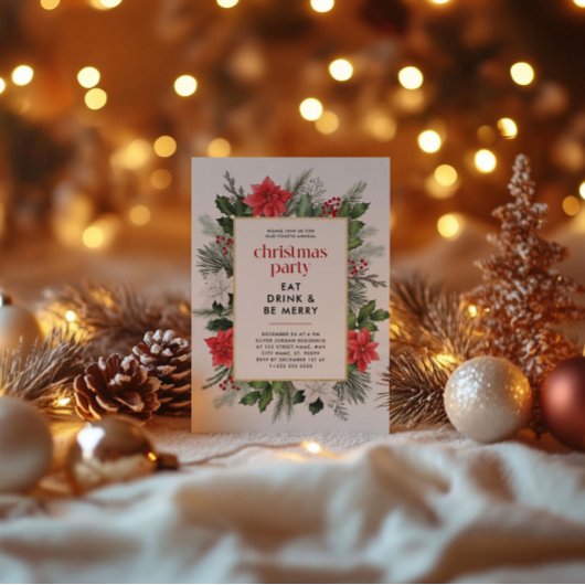 Invitation Festif Floral Frame de Noël