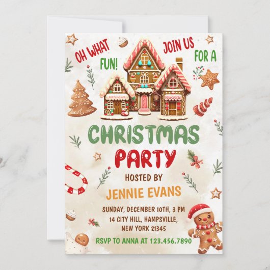 Invitation Festif Gingerbread Maison Noël (Devant)