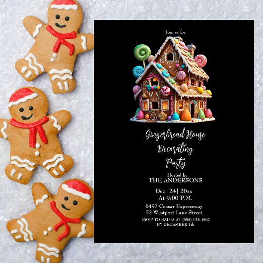 Invitation Festif Gingerbread Maison Noël