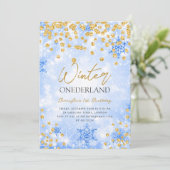 Invitation Festif Gold Blue Winter ONEDERLAND 1er anniversair (Debout devant)