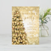 Invitation Festif Gold Christmas Tree Company Fête de vacance (Debout devant)