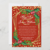 Invitation Festif Gold Réduit le Mariage de Noël Holly Red (Devant)