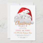 Invitation Festif Gold Script Santa Hat Noël fête (Devant)