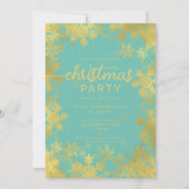 Invitation Festif Gold Turquoise Foil Snowflakes Noël (Devant)